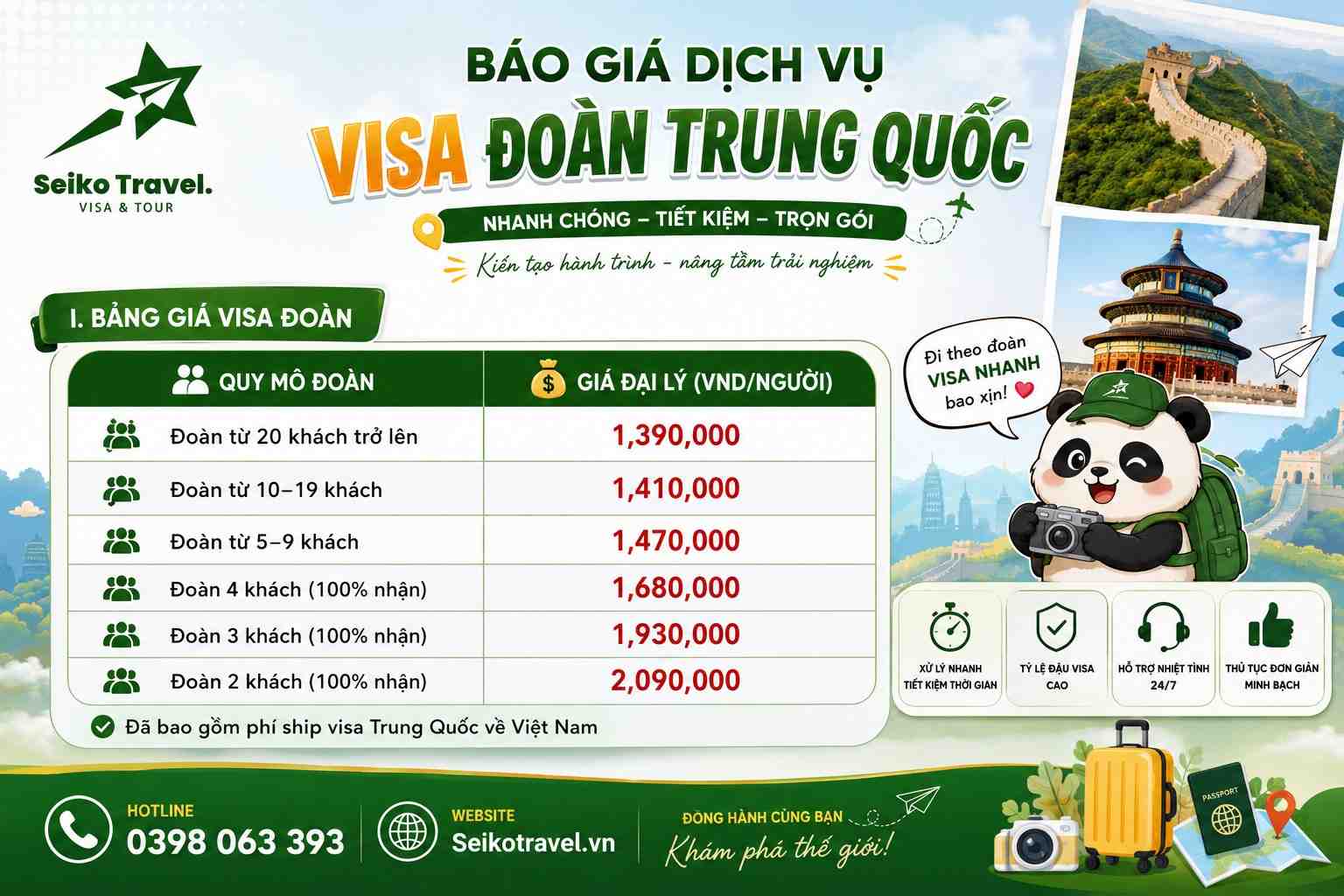 Seiko Travel - Chuyên visa đoàn Trung Quốc, Tour Trung Quốc
