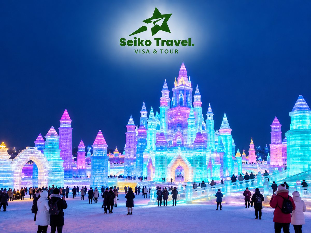 Lâu đài băng phát sáng ở Cáp Nhĩ Tân mùa tuyết, điểm đến trong tour Seiko Travel