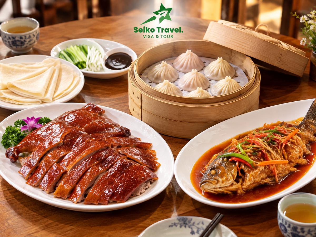 Vịt quay Bắc Kinh, tiểu long bao và cá Tây Hồ sốt chua ngọt