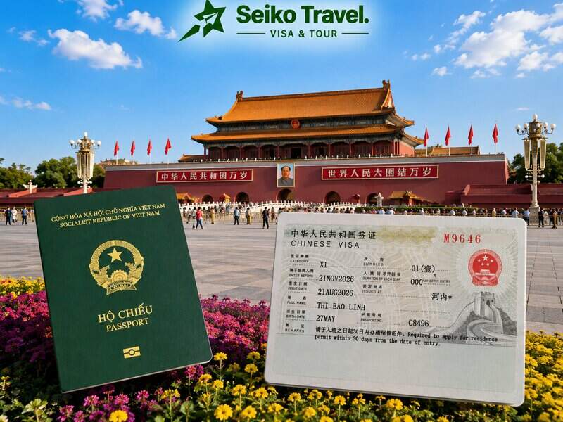 Xin Visa Dài Hạn Trung Quốc 2026: Loại Nào Phù Hợp Với Bạn? 1 Hộ chiếu Việt Nam và tem visa dài hạn Trung Quốc mẫu thật