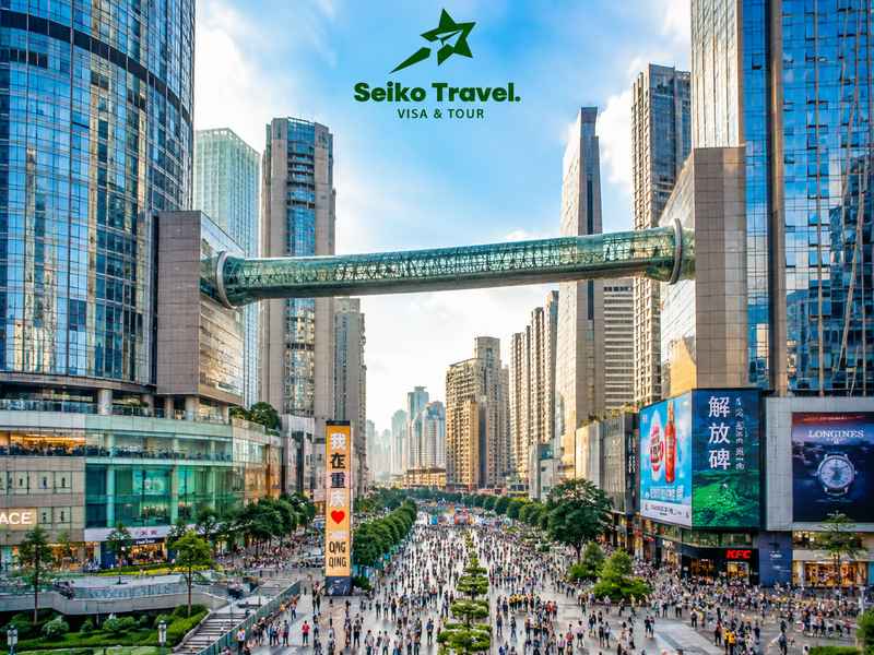 Tour Trùng Khánh Trung Quốc dạo phố đi bộ Giải Phóng BiTiêu đề: Phố đi bộ Giải Phóng Bi