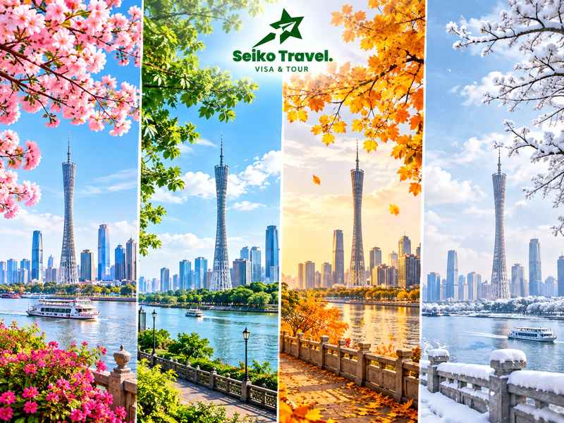 Tháp Canton Quảng Châu qua bốn mùa trong năm – gợi ý thời điểm đi tour đi du lịch Quảng Châu Trung Quốc