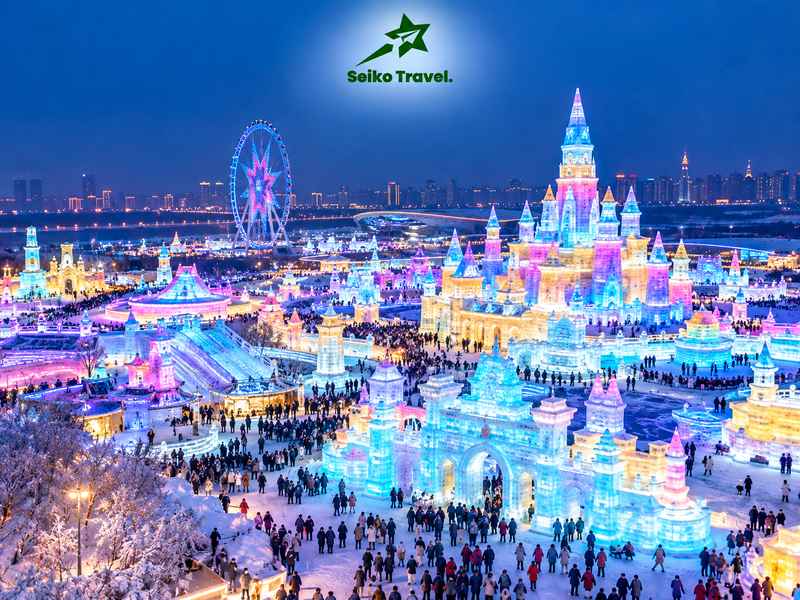 10 Điểm Đến Du Lịch Trung Quốc Không Thể Bỏ Lỡ 2026 11 Toàn cảnh lễ hội băng tuyết Cáp Nhĩ Tân rực rỡ về đêm
