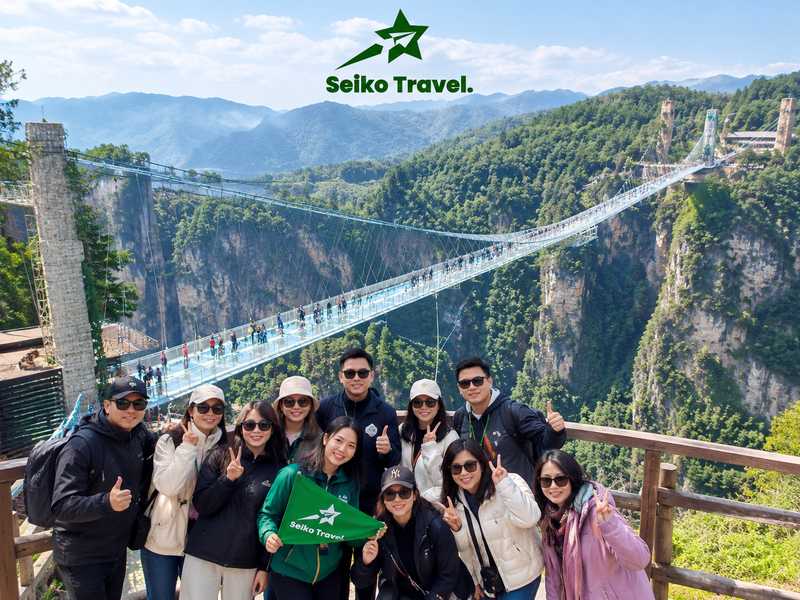 10 Điểm Đến Du Lịch Trung Quốc Không Thể Bỏ Lỡ 2026 9 Cầu kính Đại Hiệp Cốc tại Trương Gia Giới nhìn từ trên cao