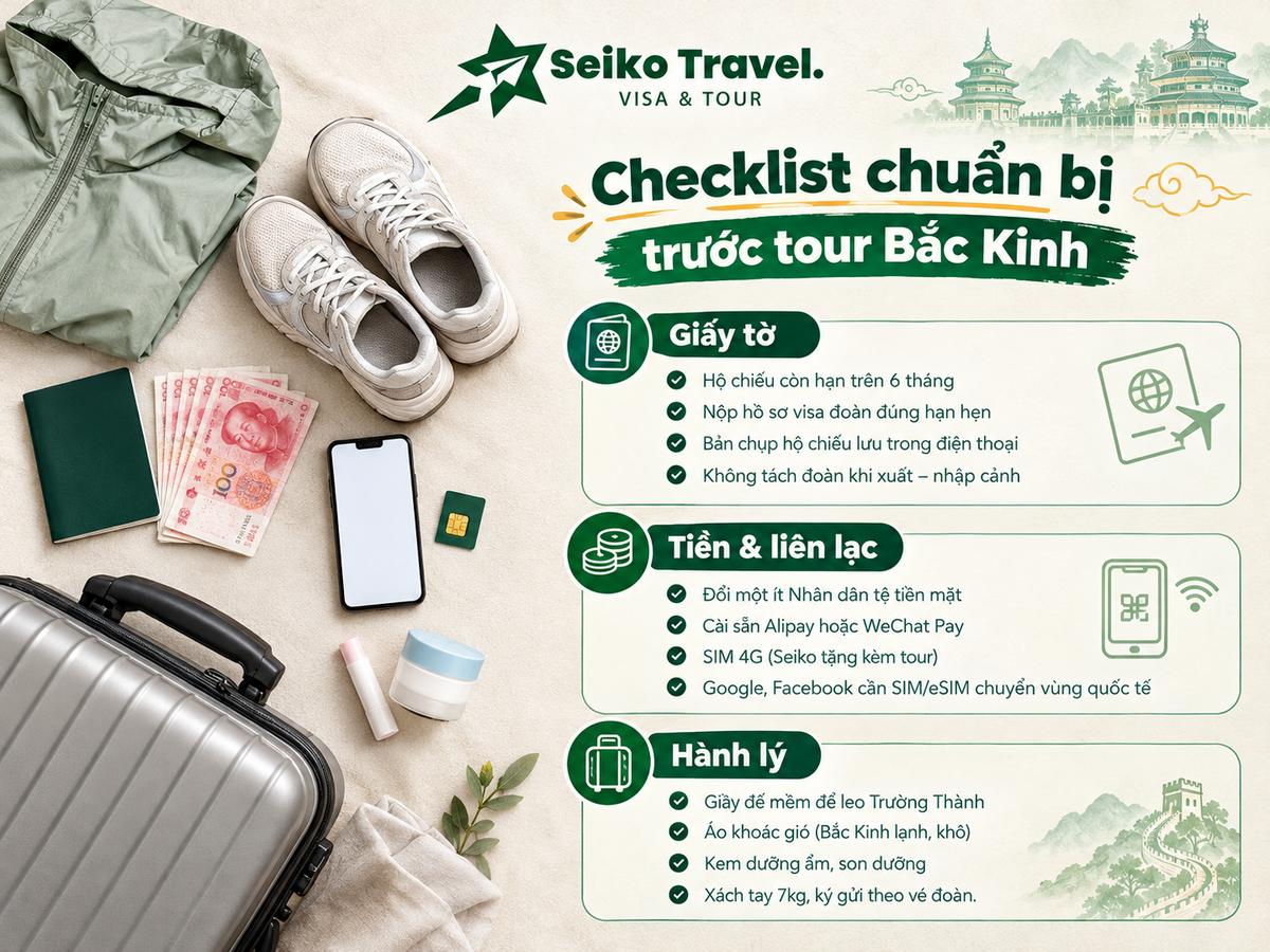 Checklist chuẩn bị trước khi đi tour Bắc Kinh